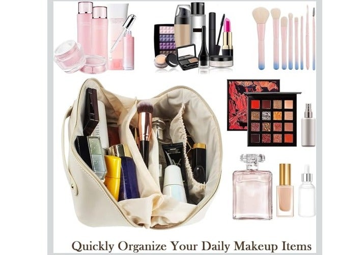 Large Capacity Travel Cosmetic Bag, Multifunctional, Waterproof, Portable, With Handle (of white) - Image 4